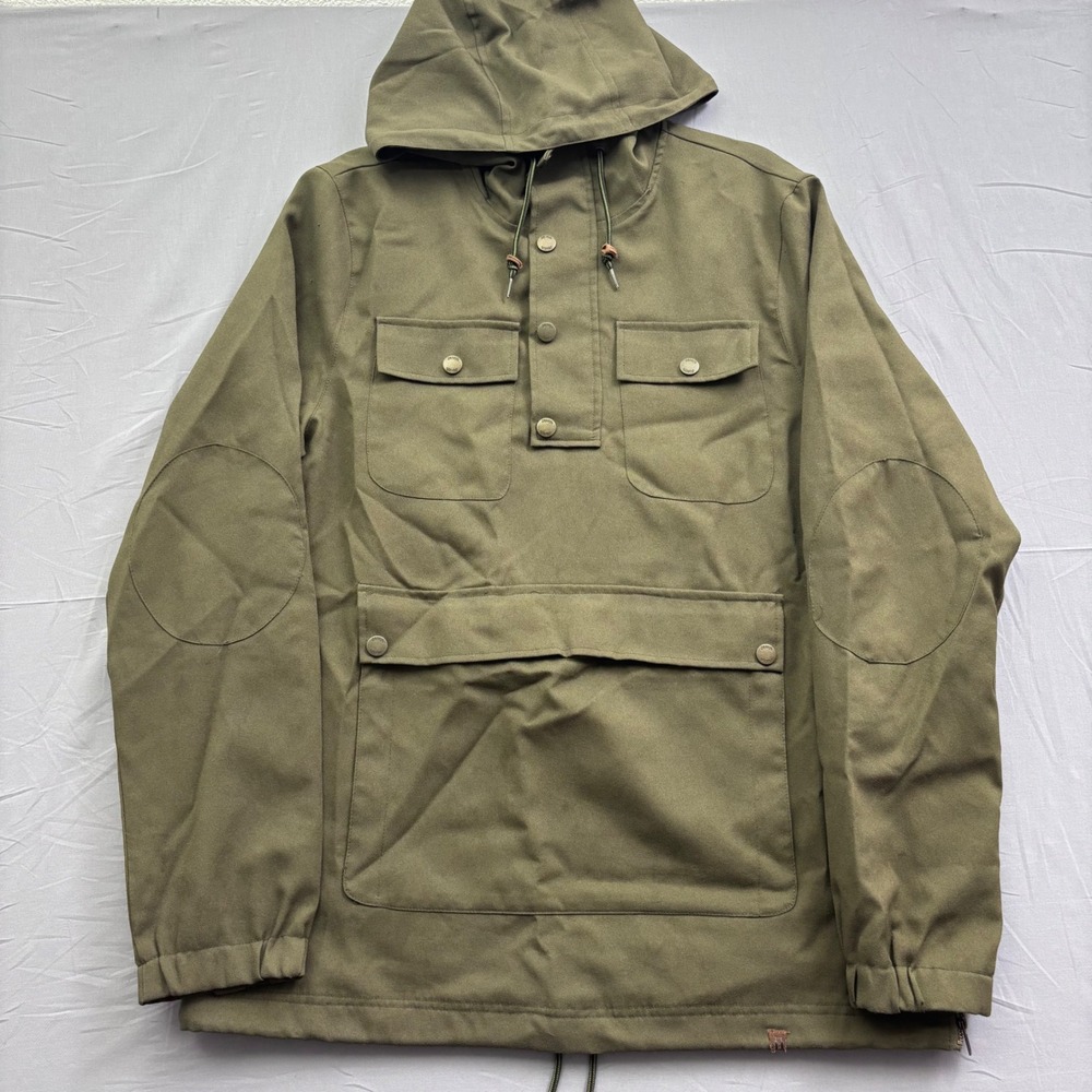 Dravus‎ Heading Nowhere Mens Anorak Jacket Olive Green Plaid Hood Pullover M